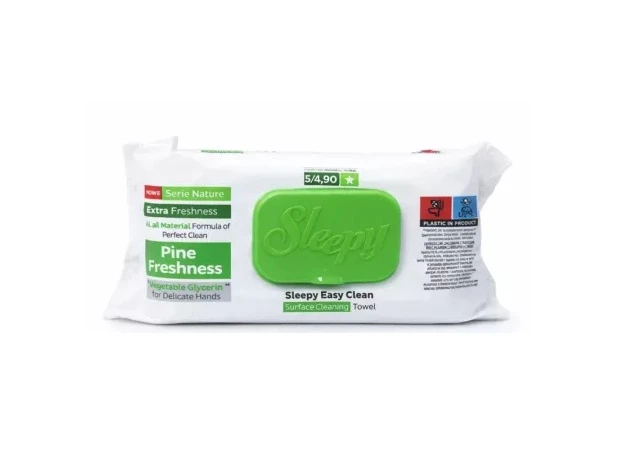 SLEEPY EASY CLEAN SERVETELE UMEDE MULTISUPRAFETE 100BUC PINE FRESHNESS 